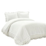 Lush Decor Ella Ruffle Lace 100% Cotton Duvet Cover, 3 Piece Set, Full/Queen, White - Cute Comforter - Queen Bedding Set - White Bedding Full Size - Coquette Decor - Neutral Lace Trim - Ruffle Trim Lush Decor