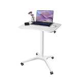 HAOOAH 47" Mobile Standing Desk(26" W*19.3" D), Adjustable Height Laptop Desk, Pneumatic Desk with Gas Spring Riser, Podium for Home, Office，Classroom，Medical, (29" to 46.9" H) (White) HAOOAH