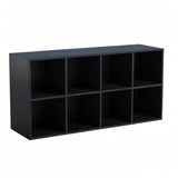 OSCHF 8-Cube Storage Shelf Bookcase - Wooden 4-Tier Floor Standing Open Bookshelf, Modern TV Stand up to 55 Inchs for Home and Office, Black OSCHF