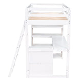Harper & Bright Designs Twin Size Loft Bed with Desk and Drawer, Wood Twin Loft Bed with Desk,Shelves and Cabinet Underneath, High Loft Bed Twin with Storage for Kids, Boys,Girls,Teens (White,Twin) Harper & Bright Designs