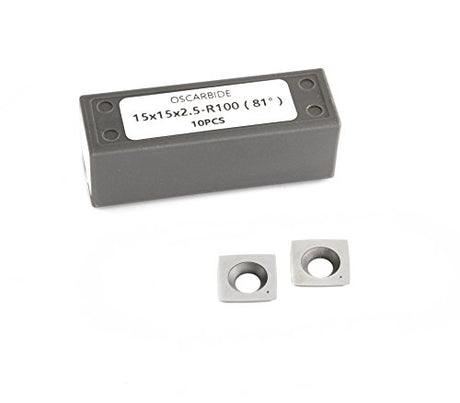 OSCARBIDE Byrd Shelix Carbide Inserts Replacement Cutters (15x15x2.5mm R100-81°) 15mm Square Carbide Cutters with 4" Edge Radius for Woodworking OSCARBIDE