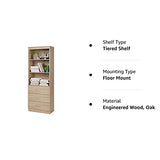FOTOSOK 71-Inch Oak Storage Cabinet with 3 Drawers and Open Shelves for Home and Office FOTOSOK