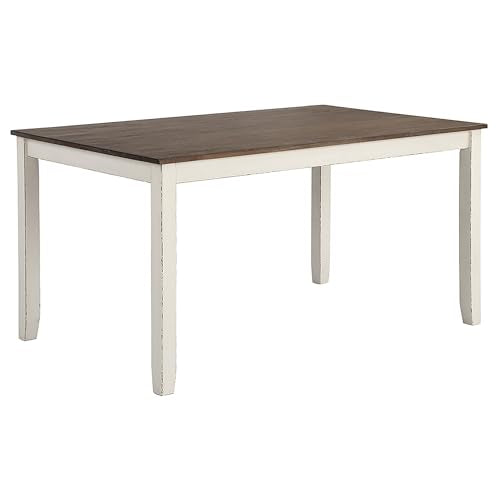 Coaster Home Furnishings - Fortress - Wood - 7-Piece Rectangular Dining Table Set – Farmhouse Style with Double-Cross Back Armless Side Chairs - Dining Room - Vintage White, Chestnut Brown - 190721 Coaster Fine Furniture