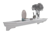 Fireplace Mantel with Invisible Heavy Duty Wood Bracket, Wall Mount Handcrafted Hollow Floating Mantel Shelf for Electric or Traditional Fireplace, Rustic Farmhouse Modern Style (60 Inch, White) ZELAZA