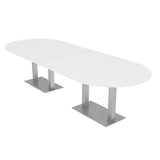 SKUTCHI DESIGNS INC. 12 Person Modular Conference Table with Metal Bases | Racetrack Shaped | Harmony Series | 12' | White SKUTCHI DESIGNS INC.