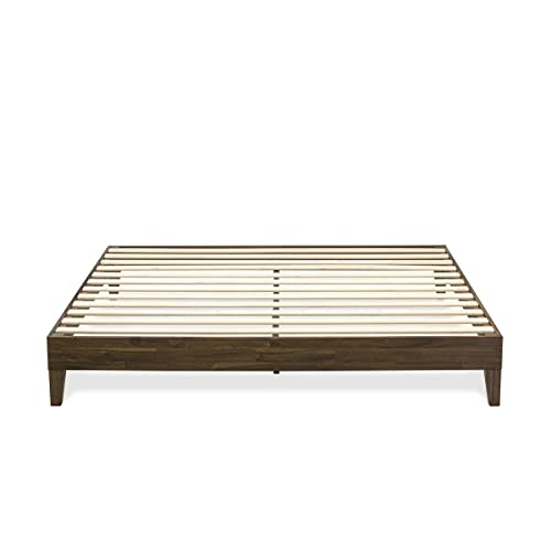 King Size Walnut Platform Bed Frame with Sturdy Hardwood Legs by East West Furniture - WoodArtSupply