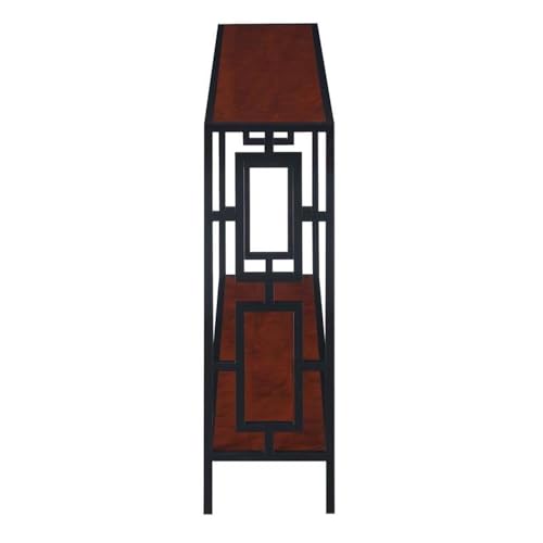 Town Square Metal Frame Console Table with Shelf, Cherry / Black Convenience Concepts