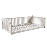 Porch Daybed Swing Outdoor Wooden Swing Bench, Patio Hanging Swing Chair Swinging Bed for Garden, Backyard, Deck, White NCKMYB