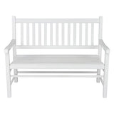 Shine Company Eden Outdoor Wood Garden Bench for Front Porch, Entryway, 24.5" D x 48" W x 38.75" H, White Shine Company