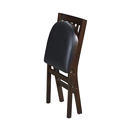 MECO Stakmore Premium Solid Wood Dining Table Compact Folding Chair Set with Fabric Padded Upholstered Seat, Espresso/Black (Set of 2) - WoodArtSupply