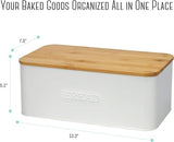 OUTSHINE White Bread Box for Kitchen Countertop, Bread Box with Cutting Board Lid, White Bread Box, Small Bread Box, Bread Bin, Bread Holder for Kitchen Counter OUTSHINE