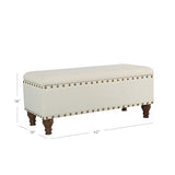 HomePop Large Storage Bench with Nailhead Trim - Cream HomePop