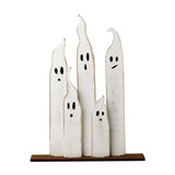 Halloween Table Decorations Indoor: Farmhouse Halloween Cute Ghost Decorations, Slender White Ghosts Wood Plank Signs Set, Rustic Tiered Tray Decor Wooden Ghost Desk Office Decor for Home Kids Treory