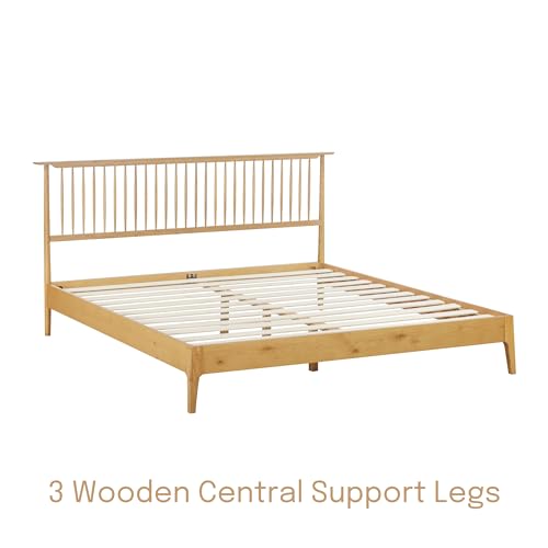 NTC Ruby King Bed Frame in Rustic Oak - Premium Solid Oak & Rubber Wood with Silent Slats and Effortless Assembly - WoodArtSupply