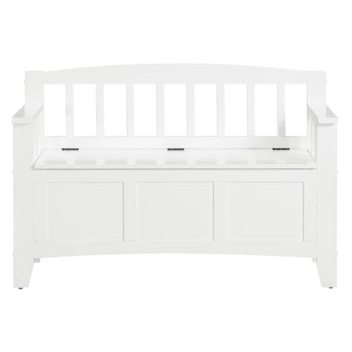 OSP Home Furnishings Metro Mission Style Wood Entry Way Bench with Storage, Sierra Snow White Finish OSP Home Furnishings