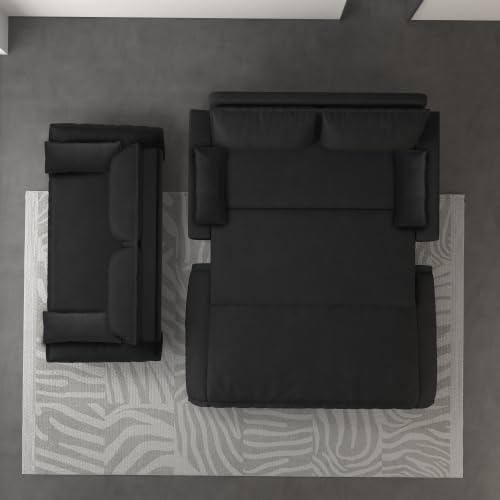 UPYOOE 70.1" Futon Sofa Bed Queen Size, Pull Out Bed, 3-in-1 Convertible Sleeper Sofa with 2 Soft Pillows, Modern Velvet Futon Couch for Living Room, Small Space, Apartment, Bedroom, Black UPYOOE
