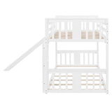 Ball & Cast Bunk Bed Twin Over Twin Beds,with Slide and Ladder,Wood Low Floor Bedframe w/Full-Length Guardrail & Space Saving,No Box Spring Needed,Bedroom Furniture for Student Dorms,White Ball & Cast