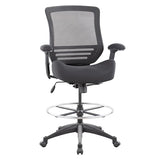 BOLISS 400lbs Mid Back Mesh Ergonomic Drafting Chair for Standing Desk Office Wide Chair Built-in Lumbar Support Big Adjustable Foot Ring Height Adjustable Armrest (Black) BOLISS