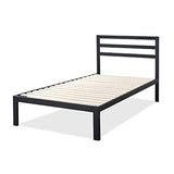 ZINUS Mia Metal Platform Bed Frame with Headboard, Wood Slat Support, No Box Spring Needed, Easy Assembly, Twin ,Black Zinus
