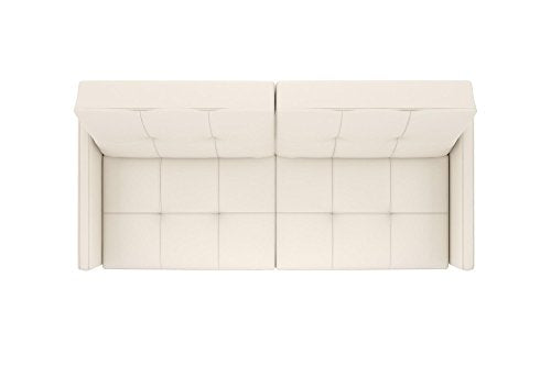 DHP Andora 76 Inch Futon Sofa Bed in Faux Leather, Modern Upholstered Couch Sleeper with Button Tufted Back and Seat, White DHP
