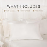 Sleeplite 4 Piece Luxury Satin Bed Sheets Set with Pillowcases - Ultra Soft & Silky, Hypoallergenic & Wrinkle-Free, Hotel Quality Comfort Bedding, Size Full, Snow White Sleeplite