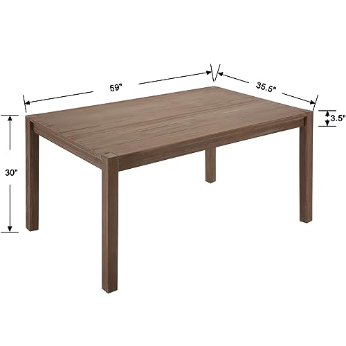 chairus Wood Dining Table, 59 Inches Farmhouse Rectangle Dining Room Table for 4-6 Person Rustic Kitchen Table for Living Room Office Workroom - Natural Brush - WoodArtSupply