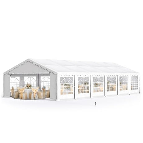 MFSTUDIO 20'x40' Party Tent, Outdoor Heavy Duty Party Tents with Removable Sidewalls, Large Canopy Tent Shelter for Outdoor Events Wedding Birthday, White MFSTUDIO