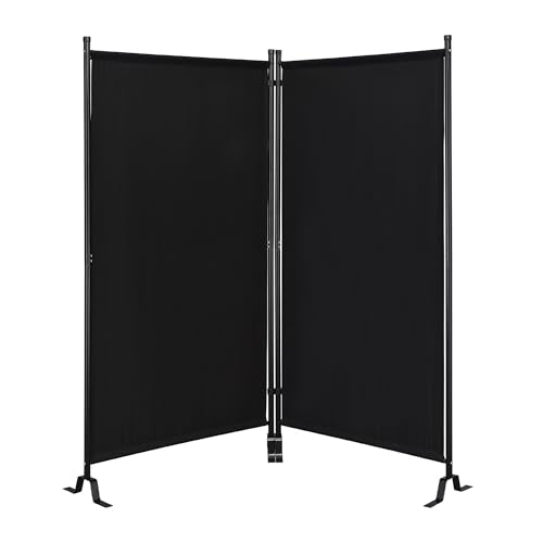 Proman Products - Galaxy II Section Divider, Water Repellent Fabric Room Divider with Black Powder Coated Metal Frame for Indoors or Outdoors, Large 74.25” Width (Black) Proman Products
