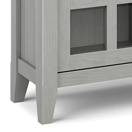 SIMPLIHOME Acadian SOLID WOOD 36 Inch Wide Rustic Entryway Hallway Storage Cabinet in Fog Grey, For the Living Room, Entryway and Family Room SIMPLIHOME