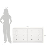 Tvilum 6 Drawer Double Dresser, White Tvilum