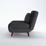 Artdeco Home 40" W Convertible Futon Chair with Matching Pillow(s) for Small Space Living Room and Apartment (03 Charcoal) A Artdeco Home