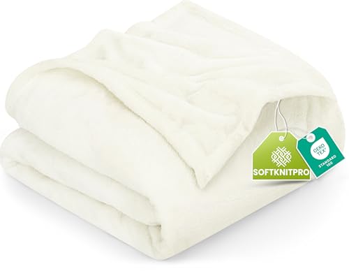 Utopia Bedding Fleece Blanket Queen Size Ivory 300GSM Luxury Fuzzy Soft Anti-Static Microfiber Bed Blanket (90x90 Inch) Utopia Bedding
