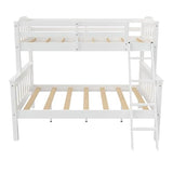 DHP Airlie Twin over Full Bunk Bed, White, Wood Construction, Converts to Twin/Full, 4-Step Ladder, Guard Rails DHP
