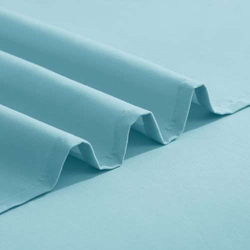 Elegant Comfort Luxurious 1500 Premium Hotel Quality Microfiber Three Line Embroidered Softest 4-Piece Bed Sheet Set, Wrinkle and Fade Resistant, King, Aqua Blue