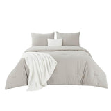 Bedsure 5 Pieces Cotton Comforter Set with Waffle Throw Blanket - Soft Breathable Bedding Set for All Seasons, Beige Queen Comforter, Pillow Shams, White 100% Cotton Blanket, Throw Pillow Bedsure