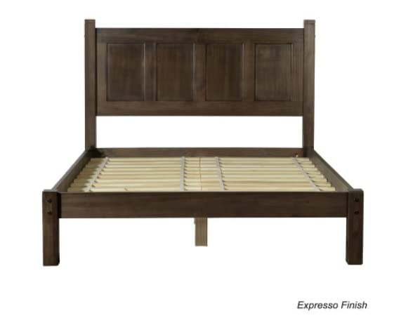 Grain Wood Furniture Shaker Solid Wood Panel Platform Bed, Queen Size, Expresso Grain Wood Furniture
