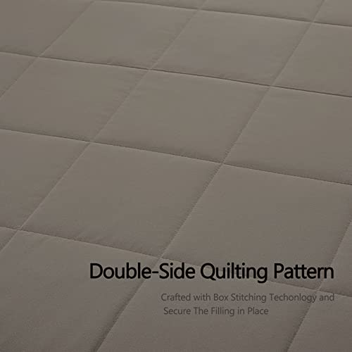 COMFLIVE Down Alternative Blanket with Satin Trim, Twin Size Lightweight Blanket for Bed- Spring Summer Comfort Soft - Moisture Absorption and Removal Treatment 68”x90” (Mocha, Twin) COMFLIVE