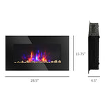 HOMCOM 29" Electric Fireplace, Wall Mounted Fireplace with 7 Adjustable LED Flame Colors, Remote Control, Fireplace Heater for Living Room, 1450W, Black HOMCOM
