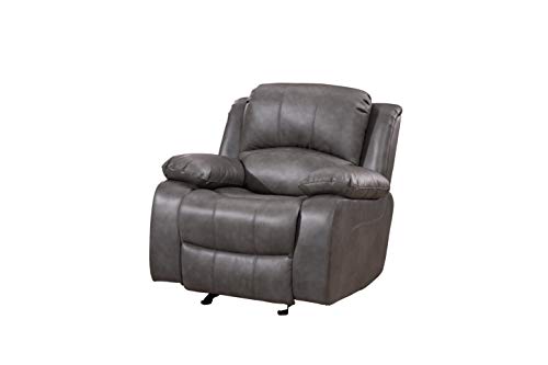 Betsy Furniture 3PC Bonded Leather Reclining Sofa Chair Set Living Room Set Sofa Loveseat Glider Chair 8018 Multiple Colors (Gray) - WoodArtSupply