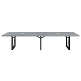 nbf signature series District Conference Table 12' ft Stormy Gray/Black Base | Industrial Design, Laminate Top, Cable Management, Grommet Covers, Solid Wood Frame nbf signature series
