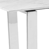 Meridian Furniture Carlton Collection Modern | Contemporary Marble Top Console Table with Stainless Steel Base and Polished Chrome Finish, 48" W x 17.5" D x 30" H, Meridian Furniture