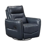Lexicon Swivel Glider Reclining Chair, Top Grain Leather Match Manual Recliner, Comfy Nursery Glider Recliner, Swivel Reclining Chair for Living Room/Office/Bedroom/Apartment, Dark Blue Lexicon