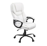 Yaheetech High Back Executive Office Chair Faux Leather Ergonomic Managerial Chair for Meeting Computer Large Seat, Sturdy Metal Base,White Yaheetech