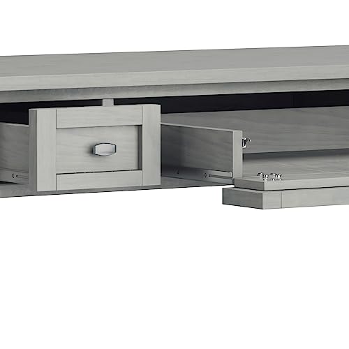 SIMPLIHOME Warm Shaker SOLID WOOD Transitional 48 Inch Wide Desk in Fog Grey, for The Office Desk, Writing Table, Workstation and Study Table SIMPLIHOME