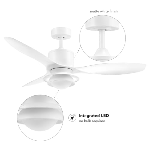 GLOBE Electric Oswald 48 in. Smart Ceiling Fan with LED Light, Energy Saving, Reversible Airflow, Remote Control, Whisper Quiet DC Motor, 6 Speeds, White GLOBE