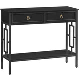 MAHANCRIS Console Table with 2 Drawers, Entryway Table with Storage Shelf, Entrance Accent Tables, 2-Tier Narrow Hallway Table, Behind Couch Table, for Entryway, Living Room, Hallway, Black CTBK6101 MAHANCRIS