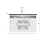 BELLEZE Modern 48" Farmhouse Wood TV Stand & Media Entertainment Center Console Table for TVs up to 50 Inch with Open Storage Shelves & Cabinets - Norrell (White) BELLEZE