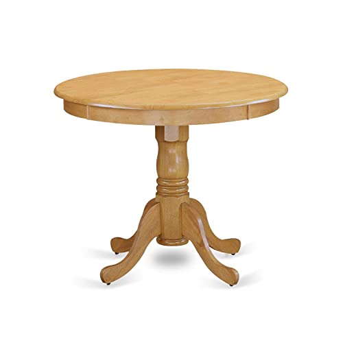 East West Furniture ANT-OAK-TP Antique Modern Kitchen Table - a Round Dining Table Top with Pedestal Base, 36x36 Inch, Oak East West Furniture