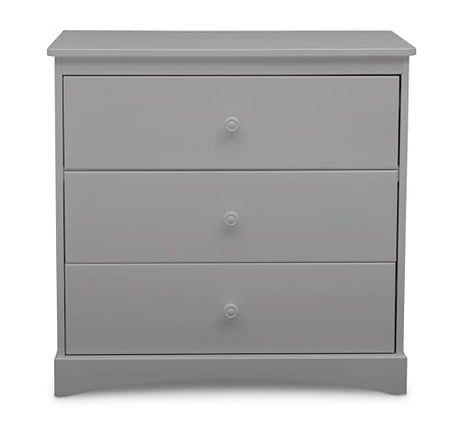 Delta Children Sutton 3 Drawer Dresser with Changing Top and Interlocking Drawers - Greenguard Gold Certified, Grey Delta Children