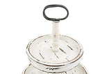 Creative Co-op EC0125 Distressed Wood 2-Tier Tray with Metal Handle, Cream Creative Co-Op